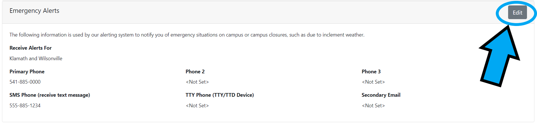 Image shows a screenshot of the OIT Alert Update item in TECHweb, My Account page.